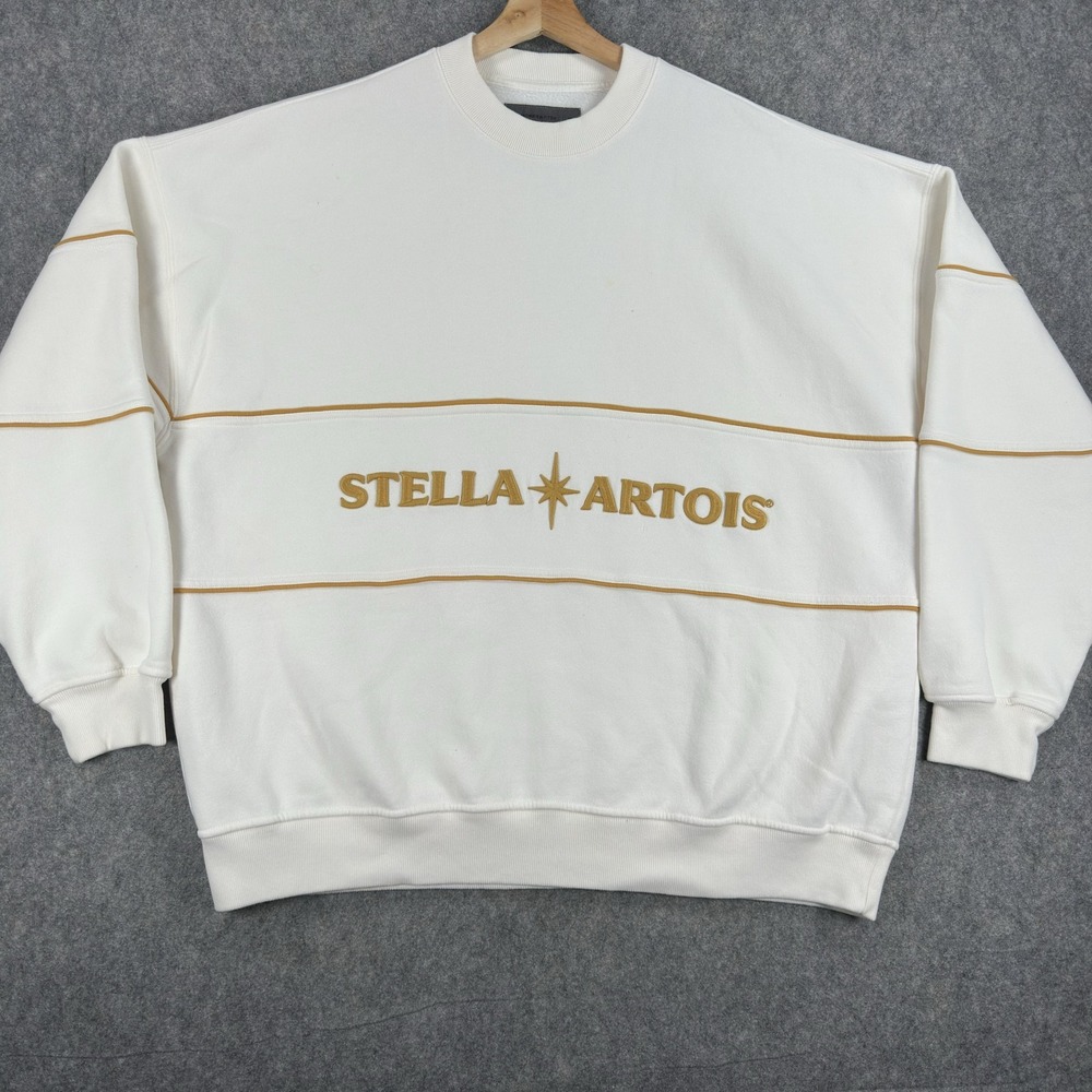 Abercrombie & Fitch Sweatshirt Womens XL White Stella Artois Beer Oversized